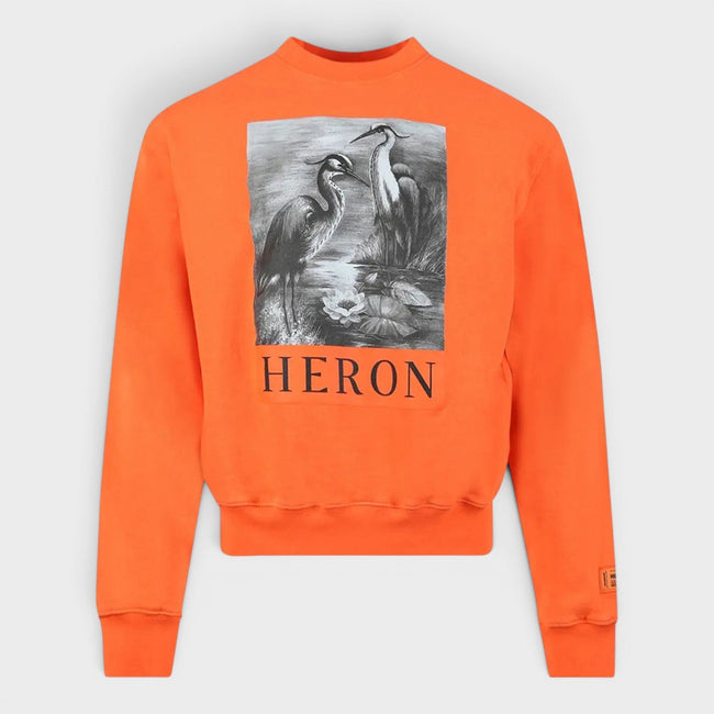 Heron OS Cotton Crewneck Orange Black