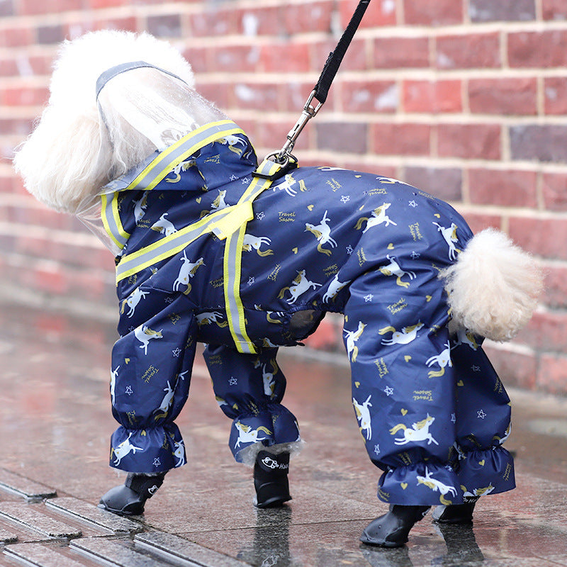 Dog Raincoat Teddy Bag Belly Four-legged Waterproof