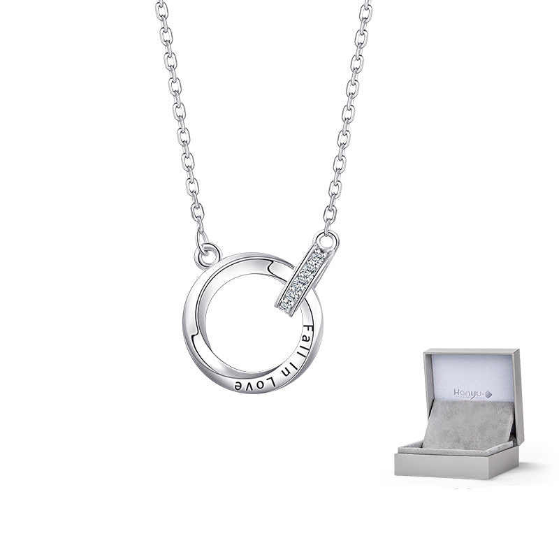 Collar Anillo de Plata de Ley 999 Mobius para Mujer, Regalo de San Valentín 520 para Novia