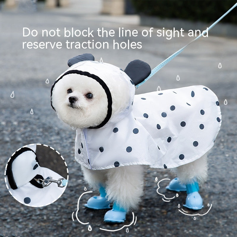 Summer Full Printed Polka Dot Bear Dog Poncho