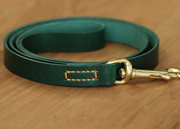 Correa de tracción para mascotas de cuero rojo, azul y verde