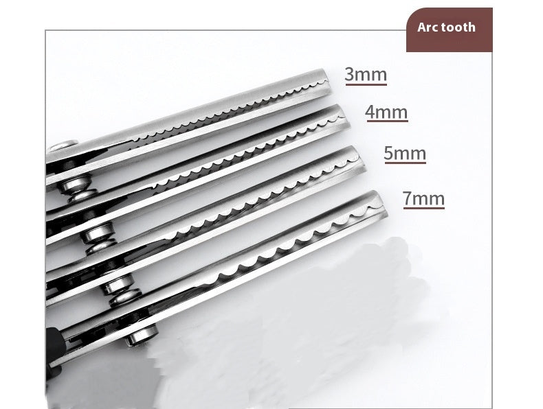 Tijeras de sastre con dientes de perro triangulares, dentadas, de encaje hecho a mano, para corte de ondas en forma de arco