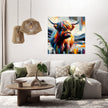 Vibrant Highland Cow Abstract Canvas