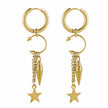 Aelin Luxe 18k Gold Plated Statement Dangle  Star Charm Hoop Earrings