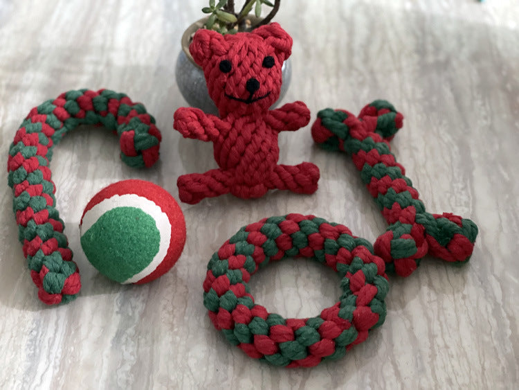 Handgestrickter Weihnachtsanzug Haustier-Zahnpflegestock