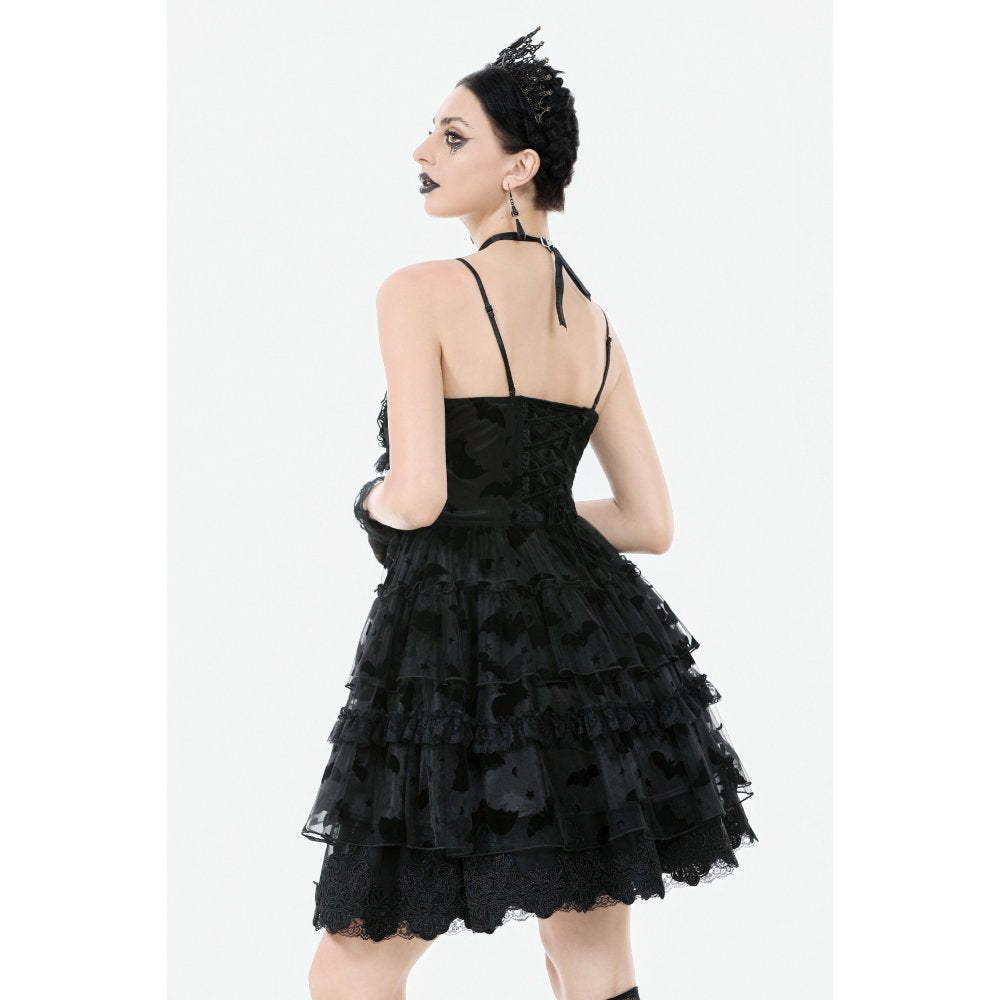 Dark in Love Morwenna Bat Mesh Layered Goth Mini Dress