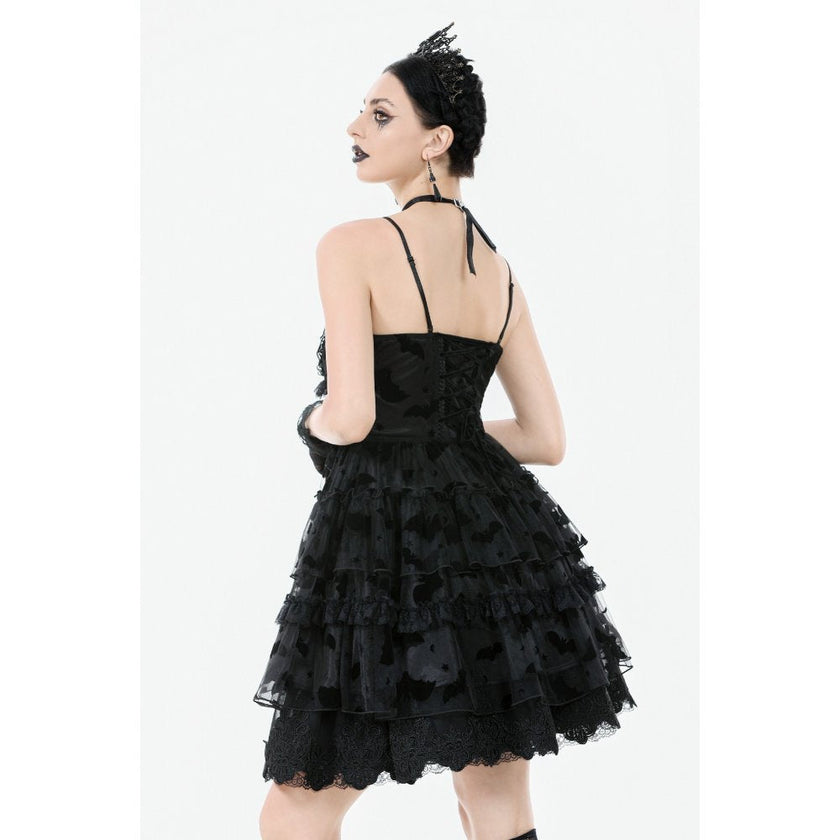 Dark in Love Morwenna Bat Mesh Layered Goth Mini Dress