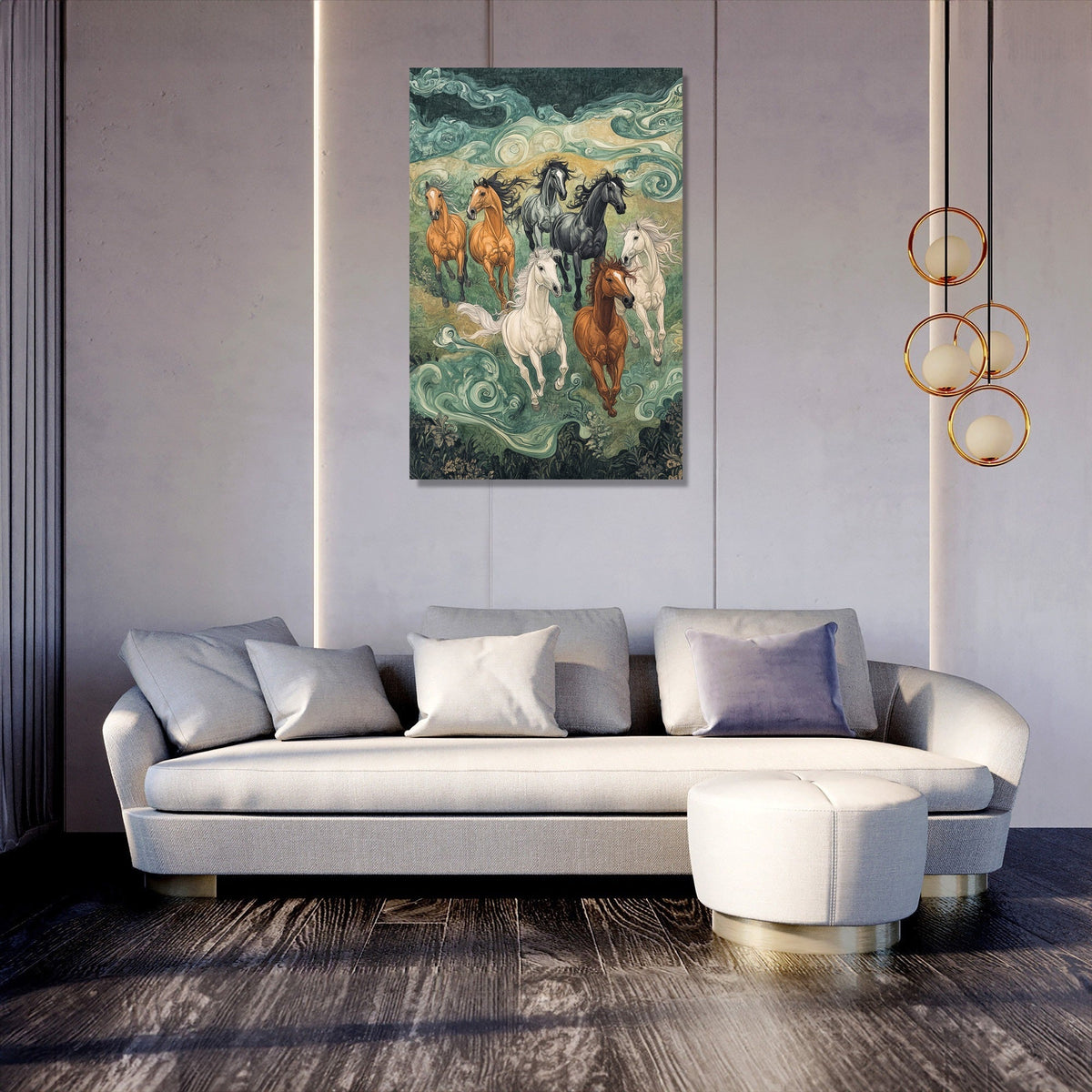 Lucky Running 7 Horses Canvas