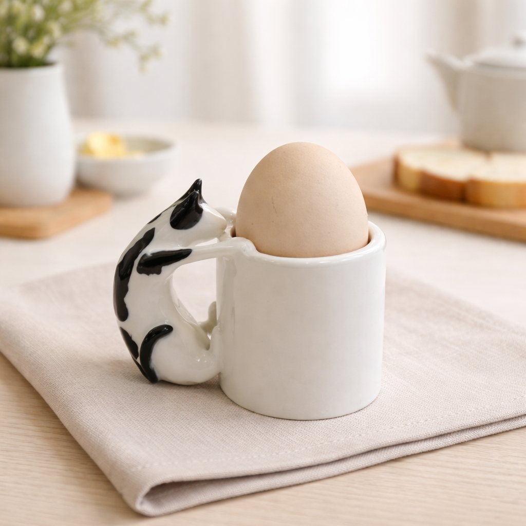 Cat Egg Cup (set of 3) – A Playful Ceramic Breakfast Object | 4am Product Design