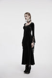 Punk Rave Isolde Velvet Lace Sleeve Dress in Black