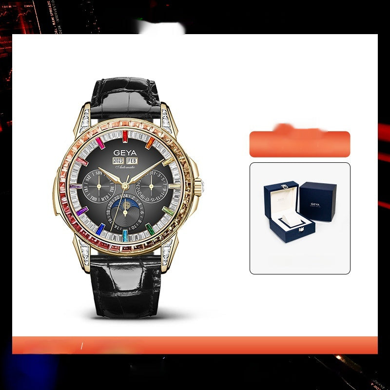Reloj mecánico multifuncional Rainbow Circle para hombre, completamente automático e impermeable