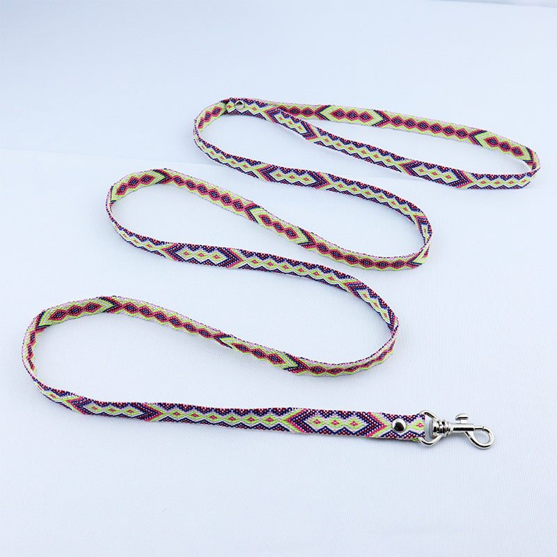 Pet Dog Traction Rope Ethnic Style Woven Collar