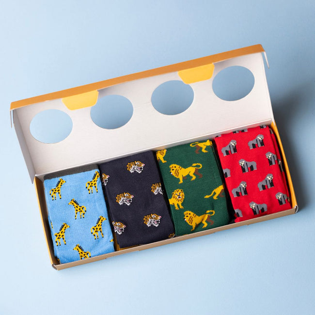 Zoo Sock Box - 4 Pairs of Bamboo Socks (His)
