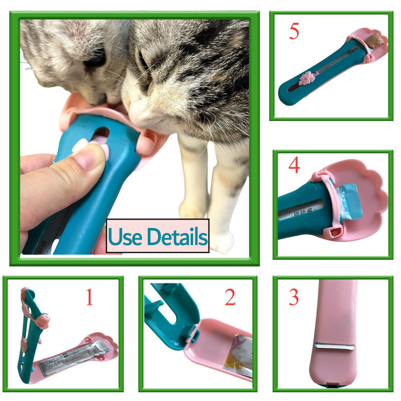 Pet Feed Spoon Snack Extrusion Food Scoop Cat Treat Bars Squeezer Feeder Puppy Kitten Liquid Food Cereal Dispenser Dropshipping