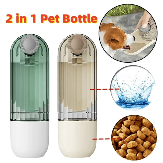 2-in-1-Haustier-Wasserbecher Segment-Design Grün Hunde-Trinkflasche Tragbar Hunde-Futterspender Tierbedarf Gassi-Gehen Wasserflasche Haustierprodukte