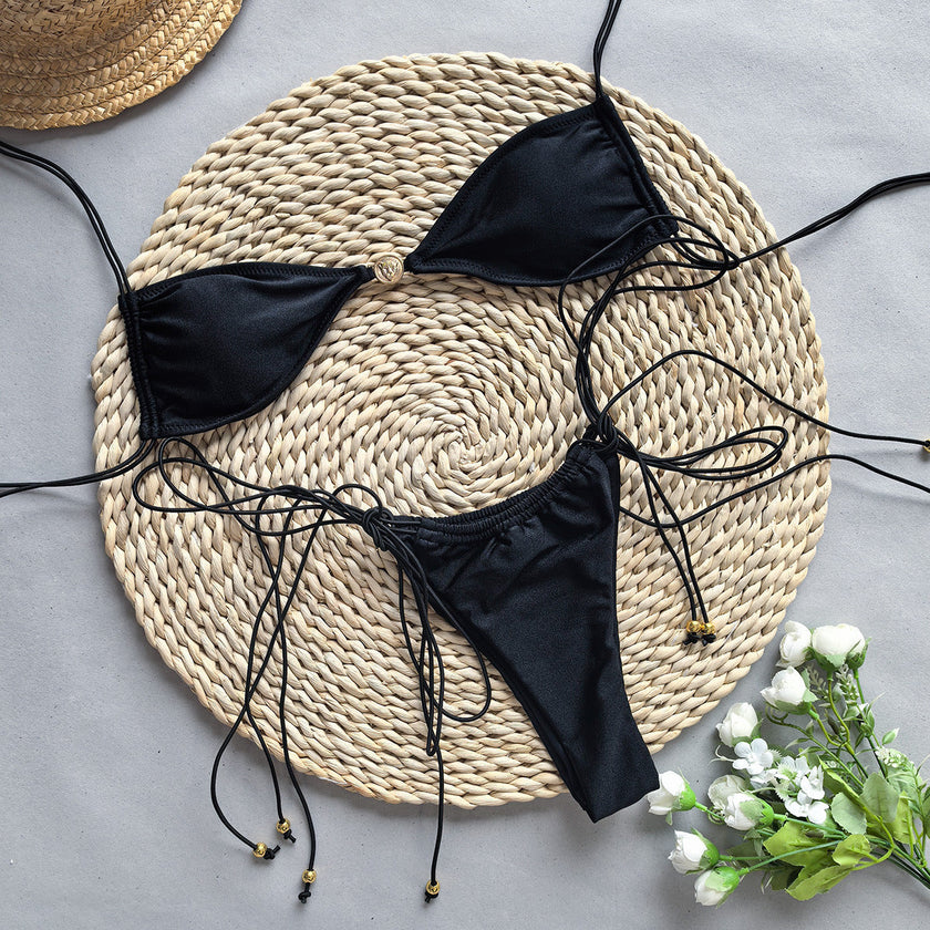 Sexy Bikini Dividido en Blanco y Negro Traje de Baño para Mujer