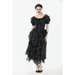Dark in Love Seraphina Ruched Puff Sleeve Corset Top in Black