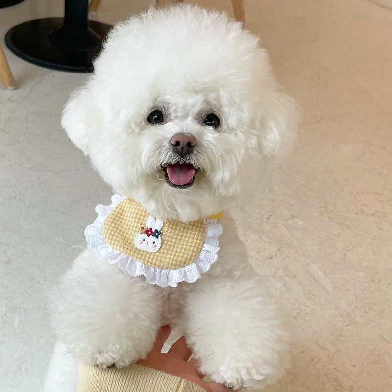 Cute Dog Smiling Bib Pet Bunny Saliva Towel
