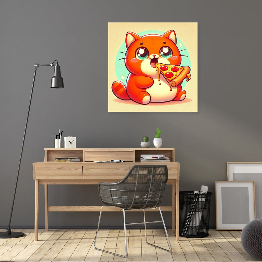 Pizza Loving Cat Canvas