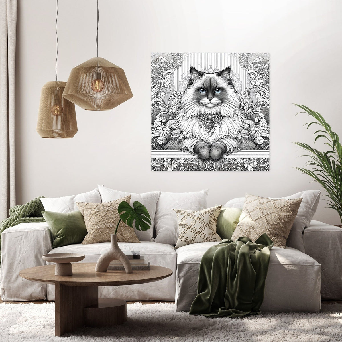 Glamour Ragdoll Line Art Canvas