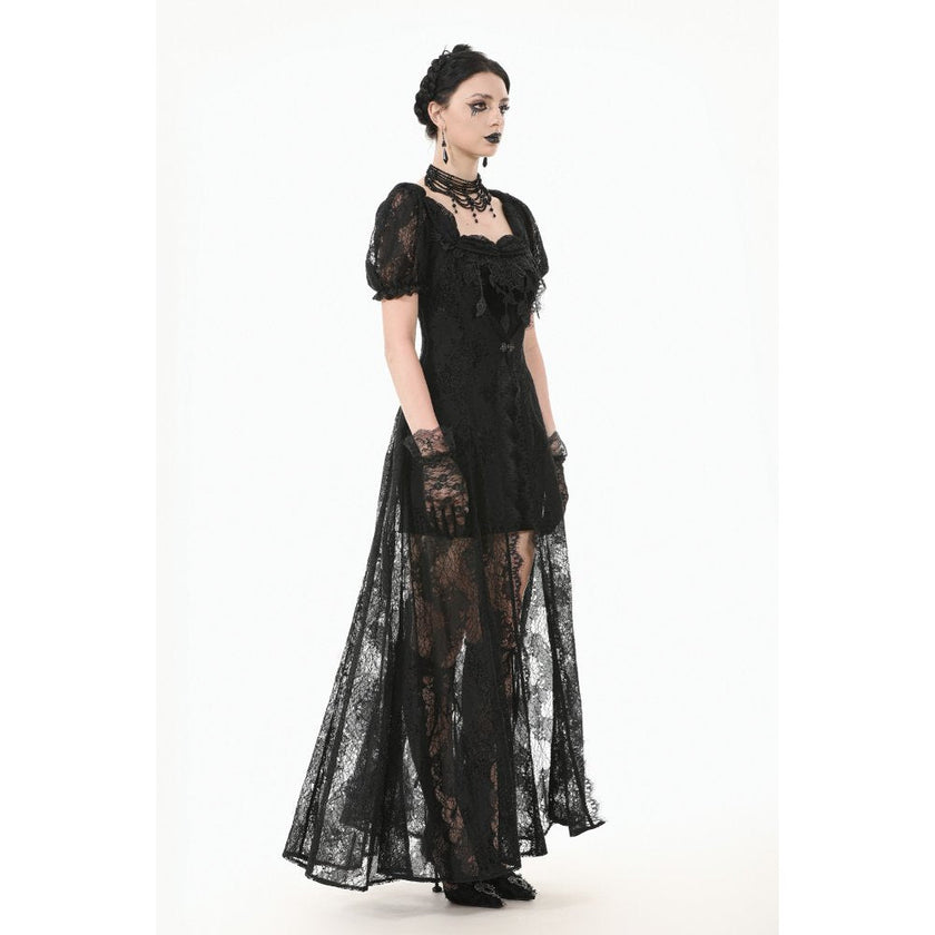Dark in Love Morwenna Lace Gothic Maxi Dress in Black