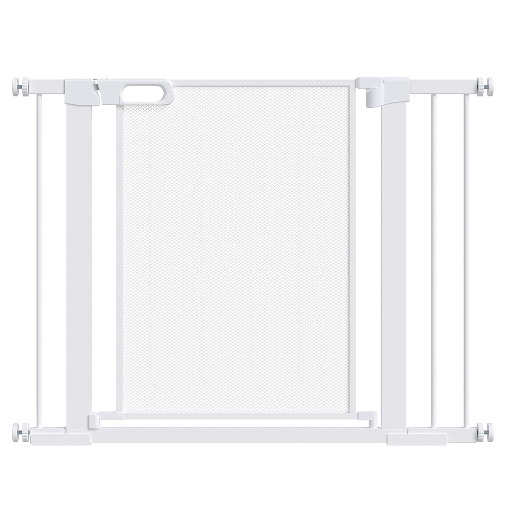 PawHut Pet Safety Gate, for Doorways, Staircases, Hallways, with Extensions Kit, 75-103cm - White