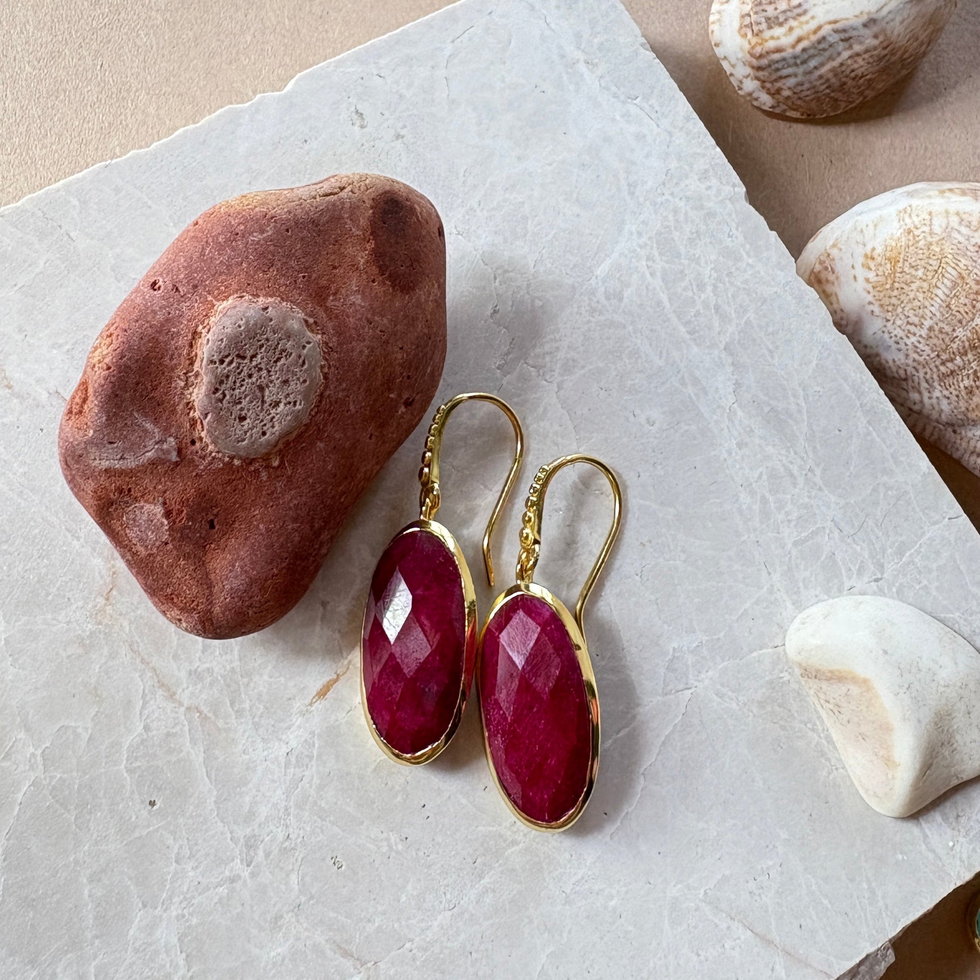 Charis Oval Gemstone Earrings Ruby