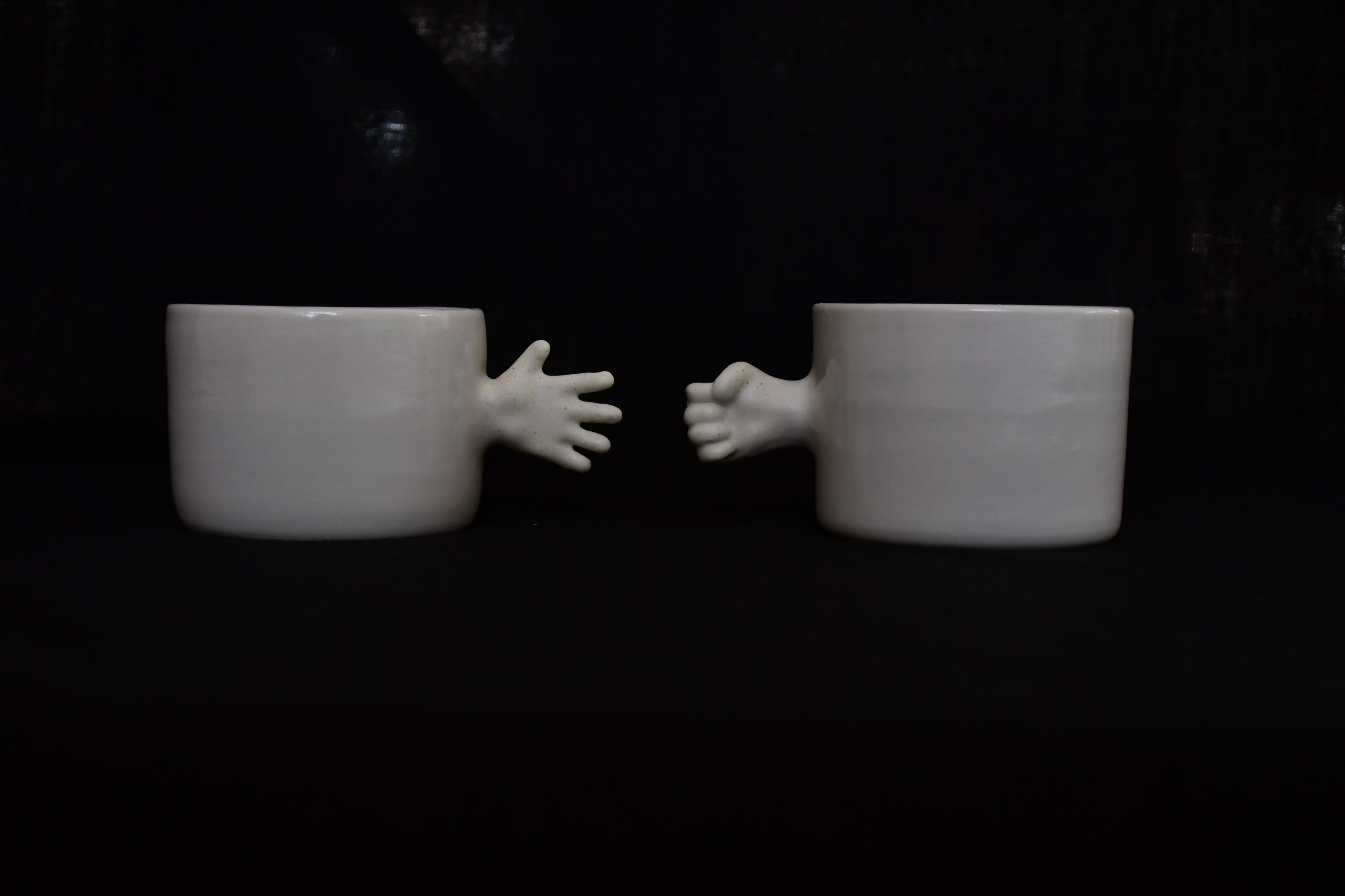 Gesture Ceramic Cups– Handmade Porcelain Coffee Cup (Rock-Paper- Scissors set)