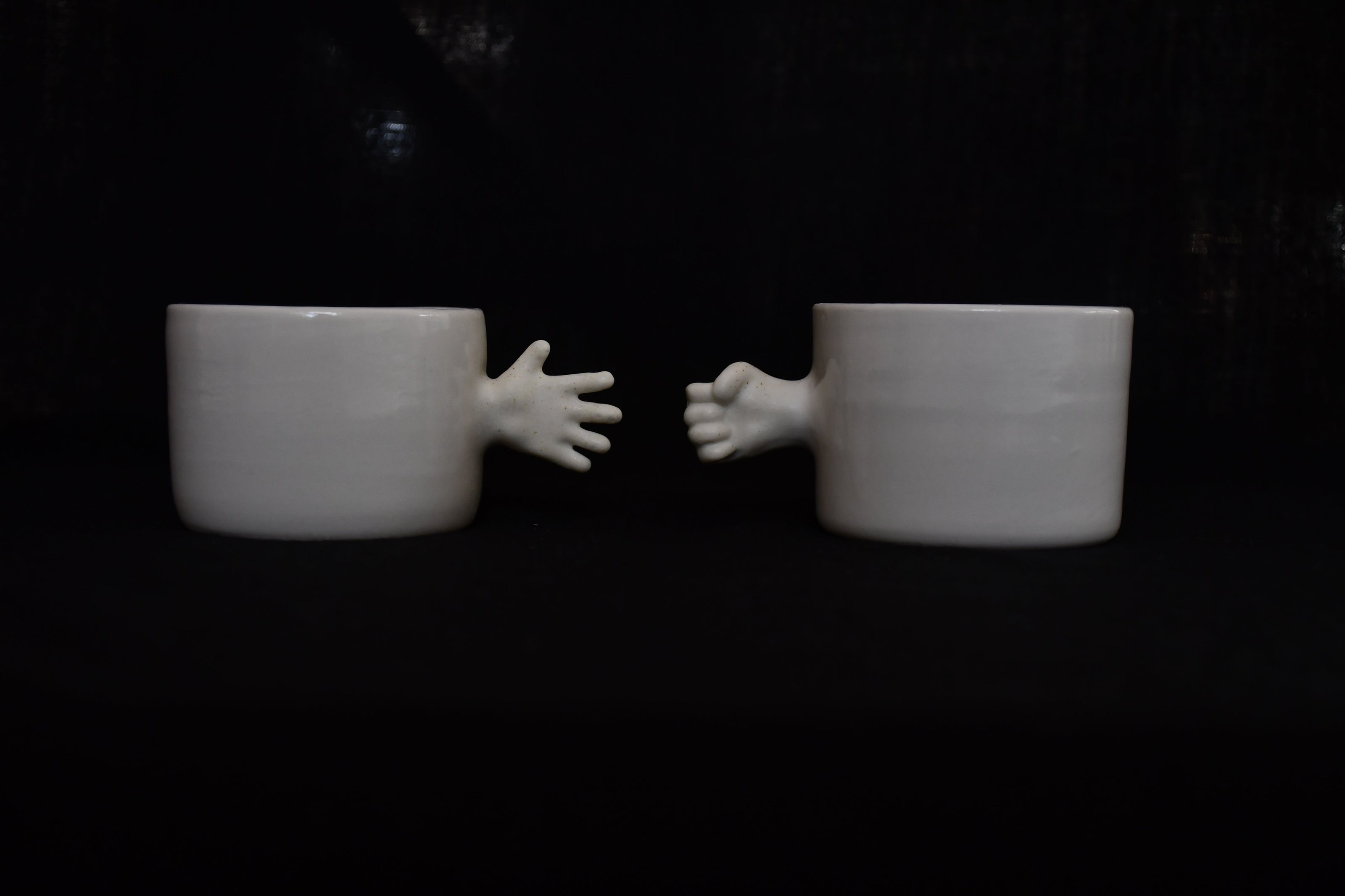 Gesture Ceramic Cups– Handmade Porcelain Coffee Cup (Rock-Paper- Scissors set)