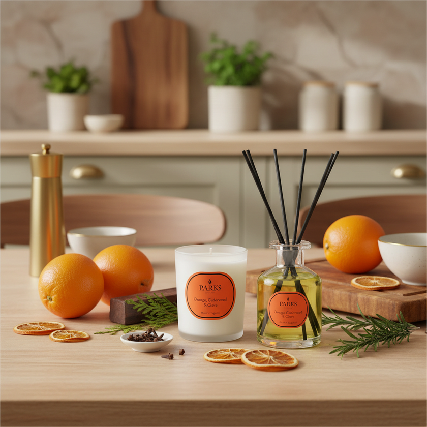 ORANGE, CEDARWOOD & CLOVE 180G CANDLE & 100ML DIFFUSER SET