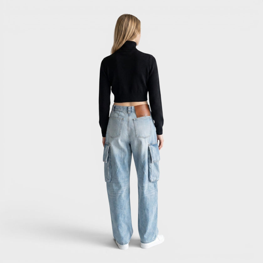 All Roads Cropped Turtleneck Jumper Black