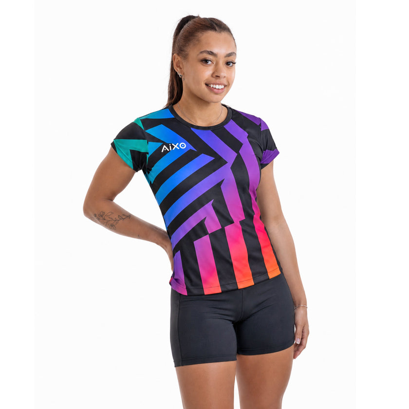 Aixo Rainbow Chaos Womens T-Shirt - Black