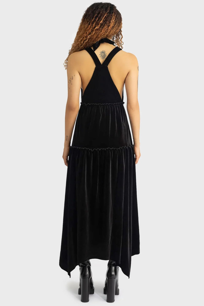 Killstar Ascended Velvet Maxi Pinafore Dress