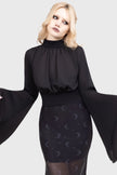 Killstar Astralune High Neck Flared Sleeve Top