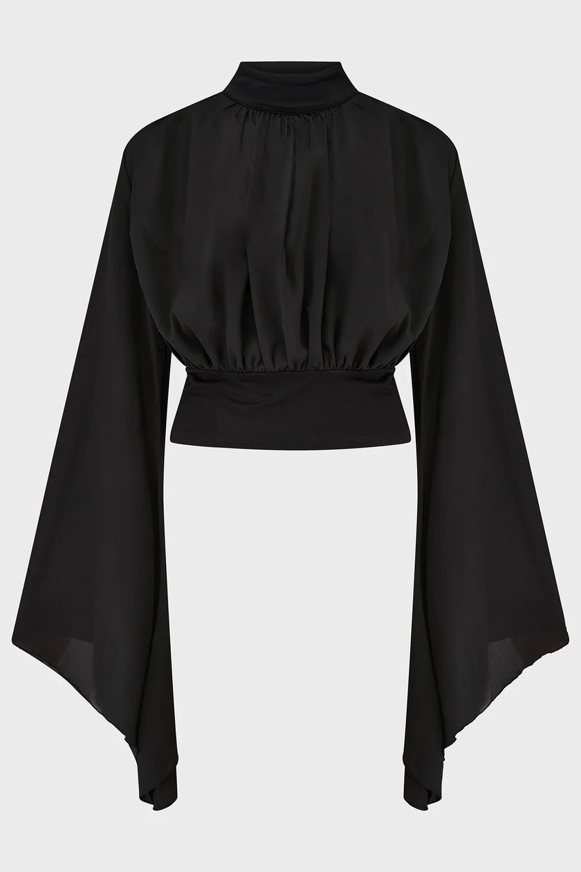 Killstar Astralune High Neck Flared Sleeve Top