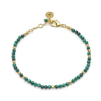Milos Gemstone and Gold Bead Bracelet Malachite