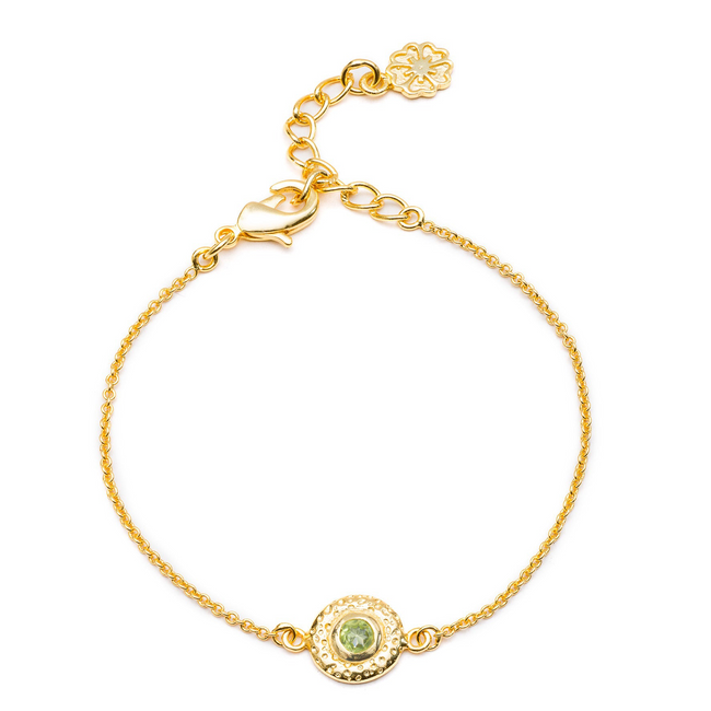 Luna pulsera de piedras preciosas peridoto