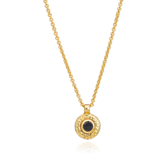 Collar colgante de un solo disco Luna con ónix negro