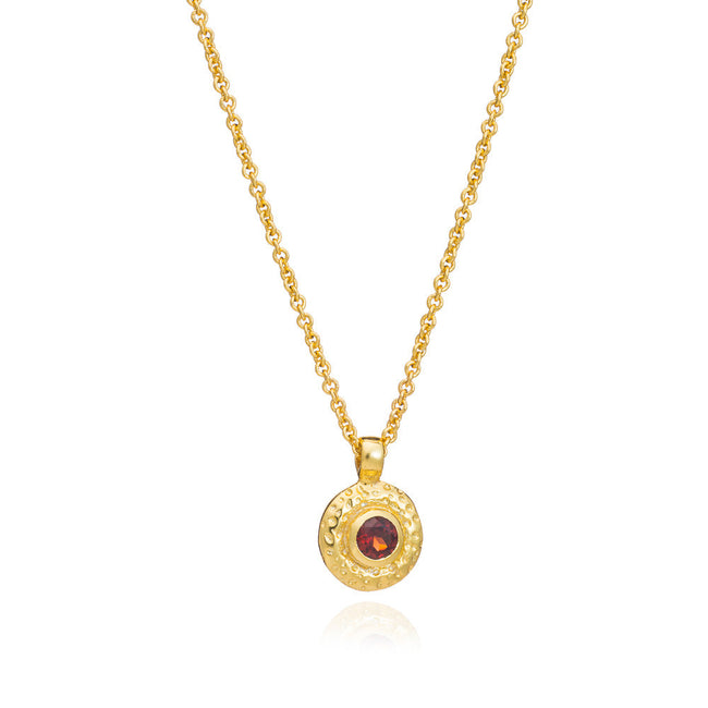 Collar Luna con Colgante de Disco Único: Granate