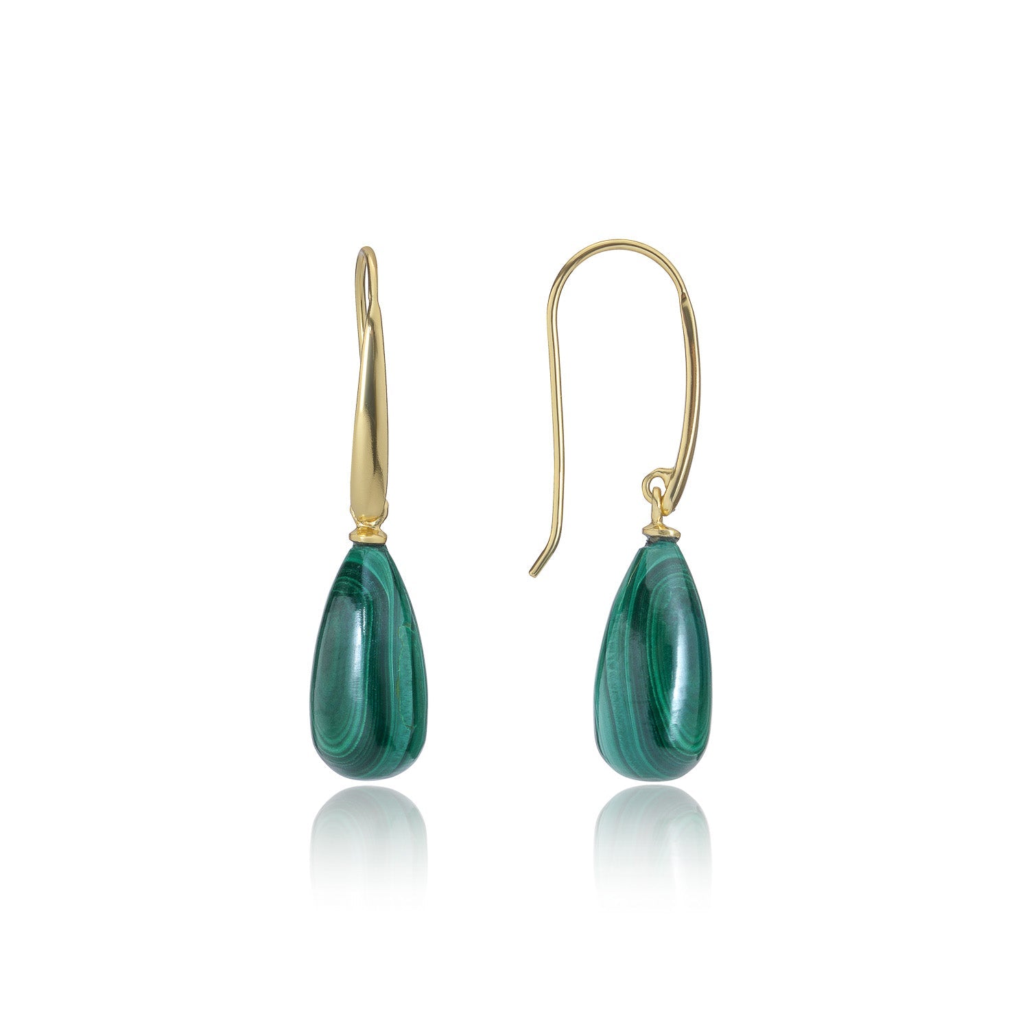 Hera Polished Stone Drop Earrings Malachite