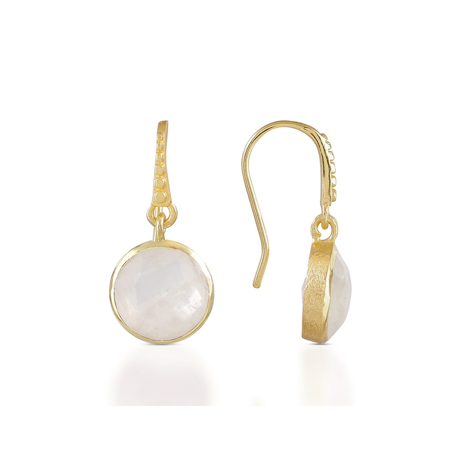 Charis Round Gemstone Earrings Moonstone