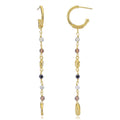 Sofia Small Hoop Nugget Earrings  Labradorite, Black Onyx & Smoky Quartz