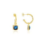 Tetra Square Gemstone Charm Hoops with Labradorite