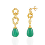 Moirai Double Twisted Loops Earrings Green Onyx