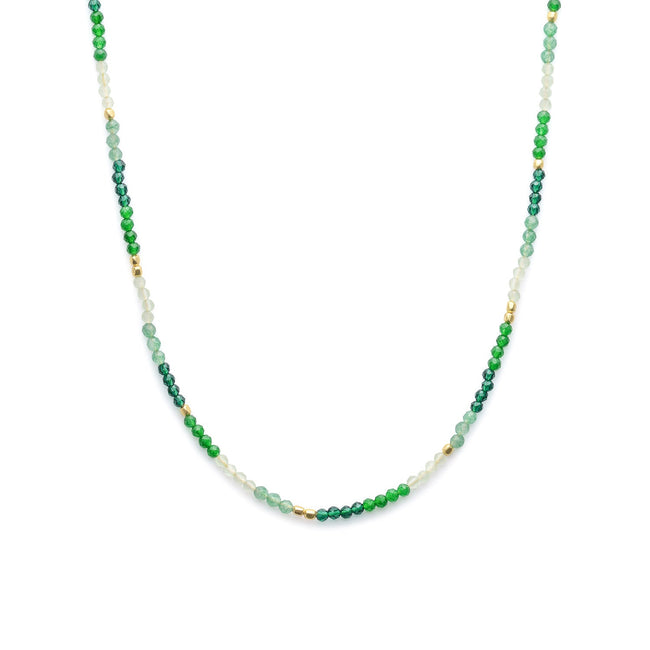 Milos Mixed Gemstone Beaded Necklace  Prehnite, Moss Agate & Green Aventurine
