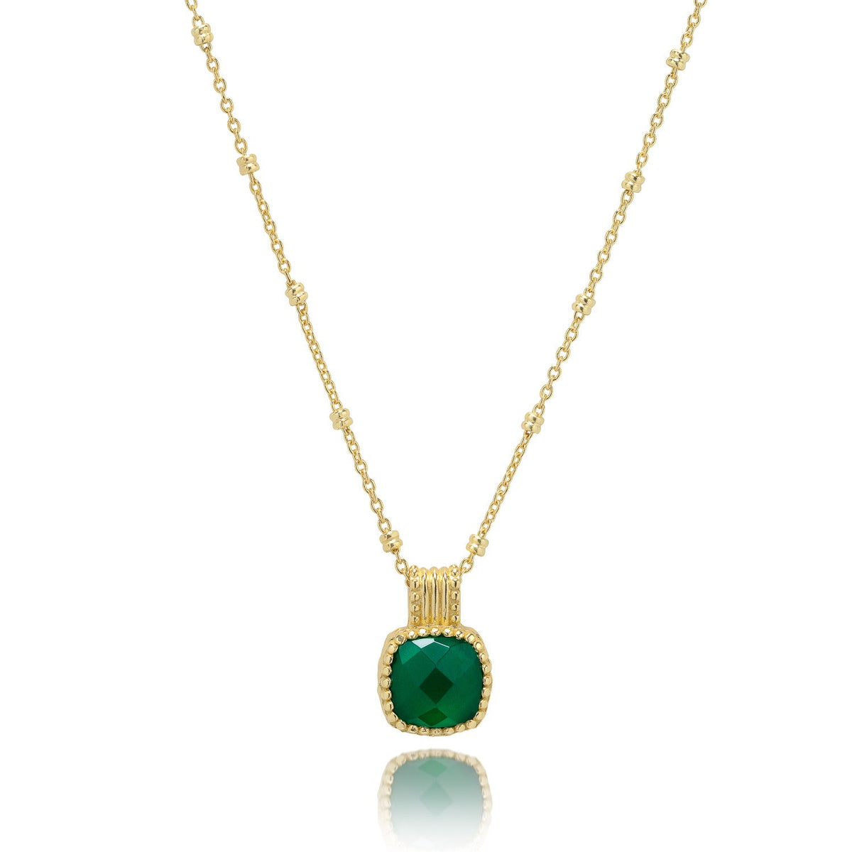 Tetra Square Edelsteinanhänger: Grüner Onyx