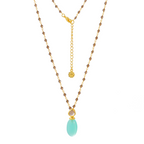 Persephone Double Gemstone Beaded Chain Necklace Pariba Onyx & Smoky Quartz