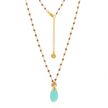 Persephone Double Gemstone Beaded Chain Necklace Pariba Onyx & Smoky Quartz