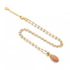 Persephone Double Gemstone Beaded Chain Necklace Peach Moonstone & Labradorite
