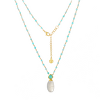 Persephone Double Gemstone Beaded Chain Necklace Moonstone & Amazonite